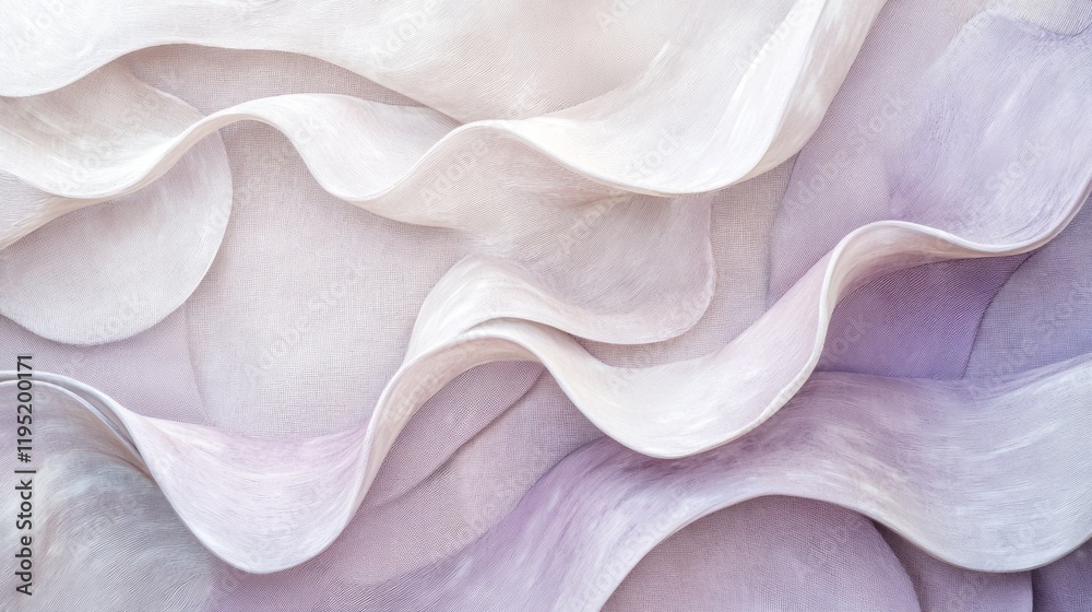 Poster Ethereal lines and gentle curves intertwine in calming pastel hues, transforming the surface into a delicate tapestry that invites contemplation and wonder at its fluid beauty