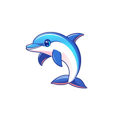 Fototapeta premium Playful dolphin swimming in the ocean cartoon style vibrant colors underwater environment joyful concept