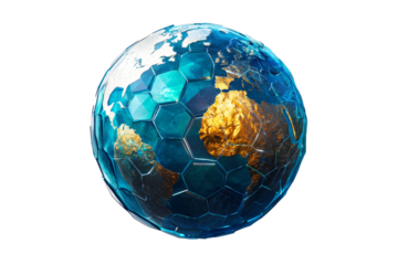 Low poly digital earth on white background