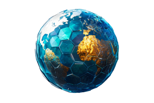 Low poly digital earth on white background
