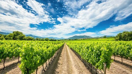A charming vineyard, where visitors enjoy wine tasting and beautiful views of rolling hills and grapevines.