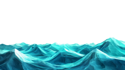 lake with glowing teal wave patterns,low poly isolated on a white background