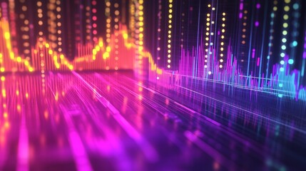 Abstract Futuristic Technology Background. Digital Data Flow. Big Data Science, Visualization