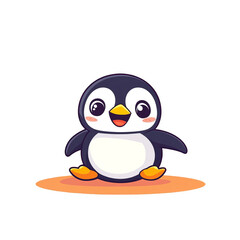 Obraz premium Playful penguin character illustration digital art cute and fun design colorful environment cartoon style