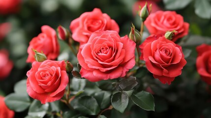 Naklejka premium Blooming roses splendor. Generative AI