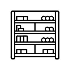 board game storage shelf icon, board game storage shelf line art - simple line art of board game storage shelf, perfect for board game storage shelf logos and icons and themed design 