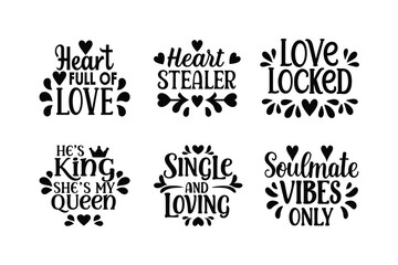 Couple valentine's, romantic, typography t-shirt design bundle