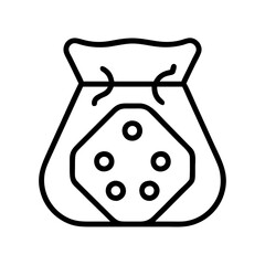 dice bag icon, dice bag line art - simple line art of dice bag, perfect for dice bag logos and icons and themed design 