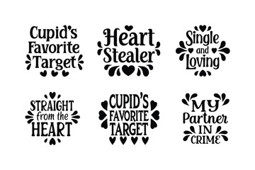 Couple valentine's, romantic, typography t-shirt design bundle