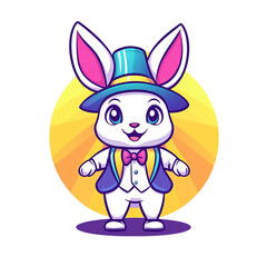 Playful bunny character cartoon style digital art colorful background whimsical concept for kids