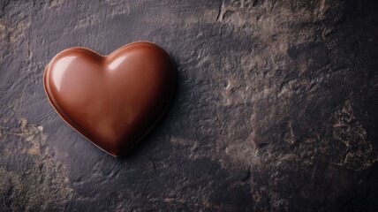 Delicious Gourmet Chocolate Heart on Dark Background