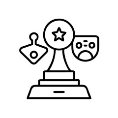 game night trophy icon, game night trophy line art - simple line art of game night trophy, perfect for game night trophy logos and icons and themed design 