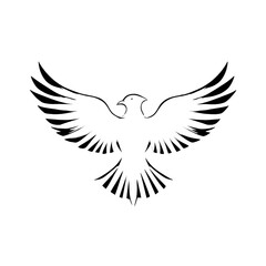 Obraz premium Silhouette of Flying Bird in Minimalistic Style