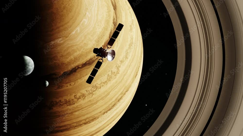 Canvas Prints satellite in space passing planet, 3d animation