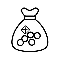 game token bag icon, game token bag line art - simple line art of game token bag, perfect for game token bag logos and icons and themed design 