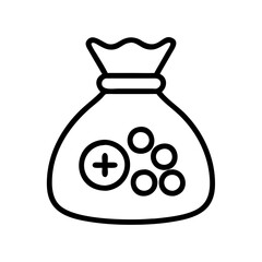 game token bag icon, game token bag line art - simple line art of game token bag, perfect for game token bag logos and icons and themed design 
