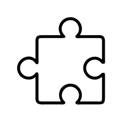jigsaw puzzle piece icon, jigsaw puzzle piece line art - simple line art of jigsaw puzzle piece, perfect for jigsaw puzzle piece logos and icons and themed design 
