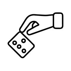 hand rolling dice icon, hand rolling dice line art - simple line art of hand rolling dice, perfect for hand rolling dice logos and icons and themed design 