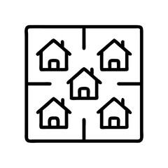 monopoly board with houses icon, monopoly board with houses line art - simple line art of monopoly board with houses, perfect for monopoly board with houses logos and icons and themed design 
