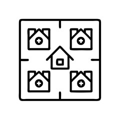 monopoly board with houses icon, monopoly board with houses line art - simple line art of monopoly board with houses, perfect for monopoly board with houses logos and icons and themed design 