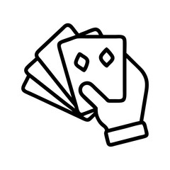 player hand of cards icon, player hand of cards line art - simple line art of player hand of cards, perfect for player hand of cards logos and icons and themed design 