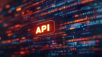 Obraz premium Abstract data background API written, API integration, application programming interface, software development