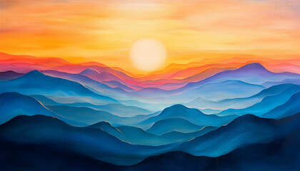 Fototapeta premium Beautiful sunrise over mountains