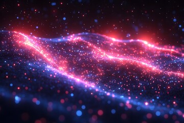 Fototapeta premium Futuristic Abstract Digital Wave with Glowing Particles for Technology and Science Themes