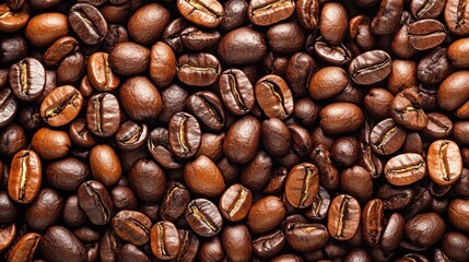 Naklejka premium Close-up coffee beans. Generative AI