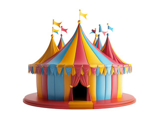 Fototapeta premium Colorful Carnival Tent with Decorations Isolated on White Background