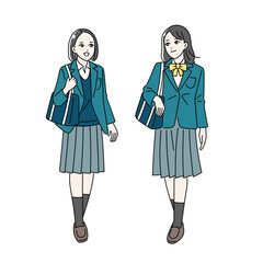 登下校をする鞄を持っている女子学生のイラスト