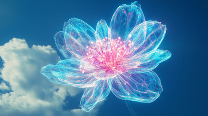 Blue sky and shiny flowers wallpaper background