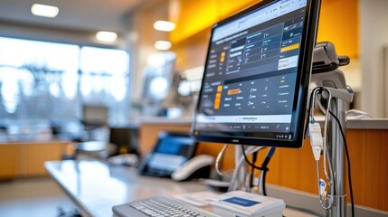 Patient Portal Interface Displayed on Monitor in Medical Office