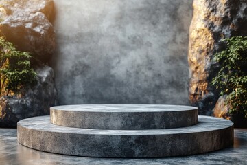 Blank concrete podium. Generative AI