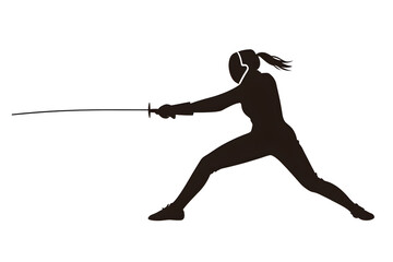 Silhouette of a fencing sports person. Flat illustration isolated on white background