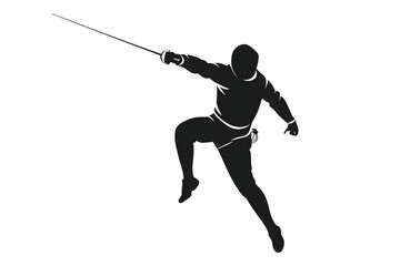Silhouette of a fencing sports person. Flat illustration isolated on white background