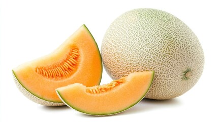Juicy Cantaloupe Melon Slices, Fresh and Ripe