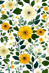 Elegant Seamless Pattern with Yellow and White Flowers