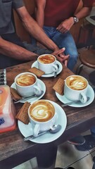 four cups of cappuccino