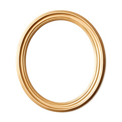 Antique gold circle picture frame, vintage antique golden  frame mock up isolated on white background.