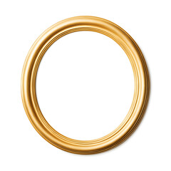 Antique gold circle picture frame, vintage antique golden  frame mock up isolated on white background.