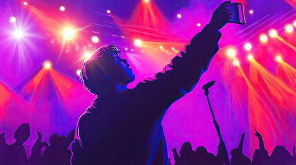 Silhouette Person Recording Concert With Phone
