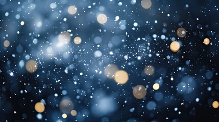 Obraz premium Winter's whisper: bokeh effect of ethereal white snowflakes against peaceful nighttime darkness 