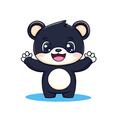 Naklejka premium Playful cartoon bear character illustrative artwork cute animal whimsical environment front view fun concept
