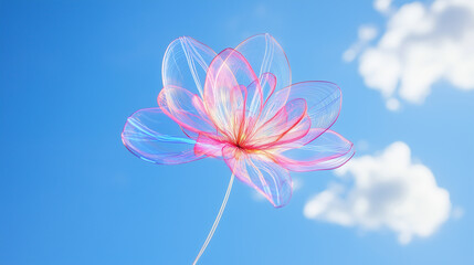 Fototapeta premium Blue sky and shiny flowers wallpaper background