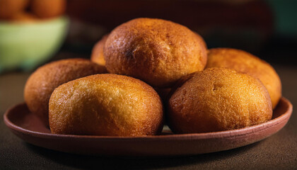 Mandazi, African doughnut. Fried bread. Tasty food. Cooking and culinary concept.