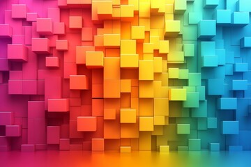 Abstract Colorful Cube Wall: Vibrant 3D Blocks