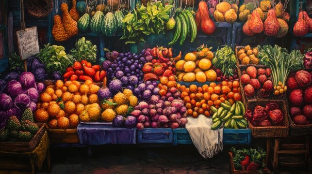 Fruits and vegetables stall. Generative AI