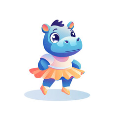 Fototapeta premium Dancing hippo character cartoon style digital art whimsical environment front view playfulness and fun
