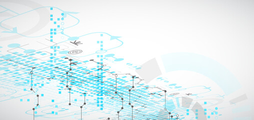 Obraz premium Abstract technology concept. Circuit board, high computer color background. Vector illustration.